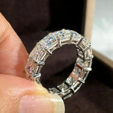 6.80 Ctw Princess Moissanite Full Eternity Wedding Band Ring 14K White Gold GRA